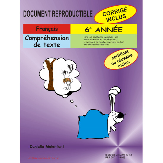 Matériel pédagogique - Compréhension de texte, 6e année - cahier reproductible
